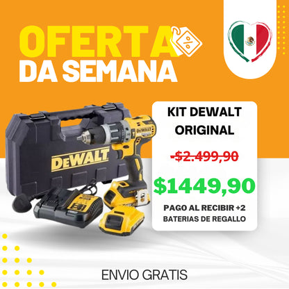 KIT DEWALT ORIGINAL: TALADRO DE ALTO IMPACTO + 26 ACCESORIOS + 2 BATERIAS - CIERRE DE LA TIENDA